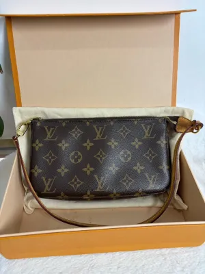 Louis Vuitton Monogram Pochette Crossbody Bag Brown