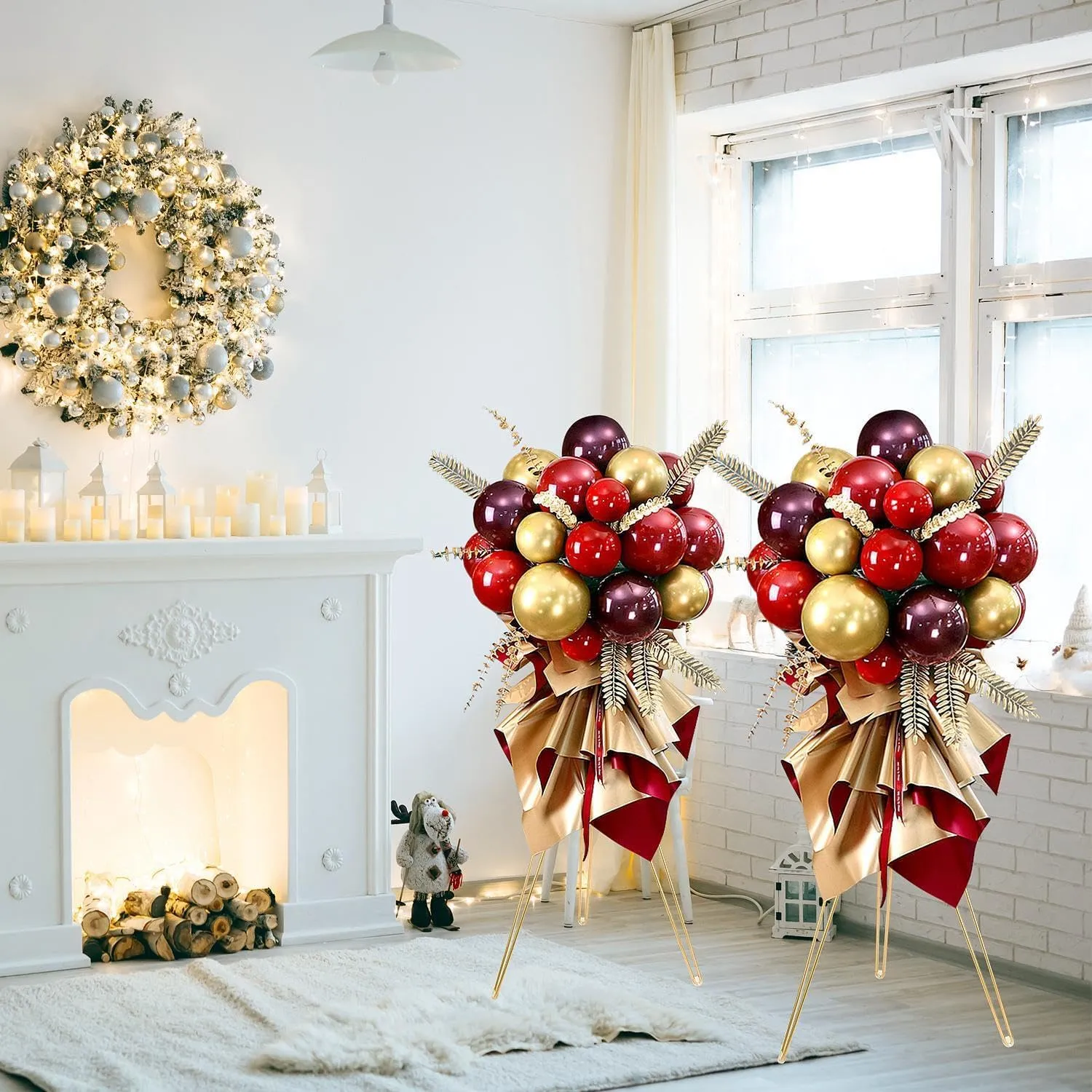 LoveCat 41.3" Tall Gold Floral Display Rack Decorations - Metal Flower Pot Holder，2 Pcs Flower Plant Stand Display for Wedding Anniversary Events Opening Ceremony Party Reception Aisle Centerpieces