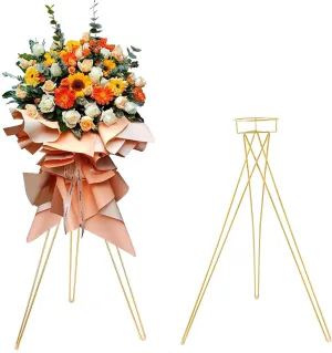 LoveCat 41.3" Tall Gold Floral Display Rack Decorations - Metal Flower Pot Holder，2 Pcs Flower Plant Stand Display for Wedding Anniversary Events Opening Ceremony Party Reception Aisle Centerpieces