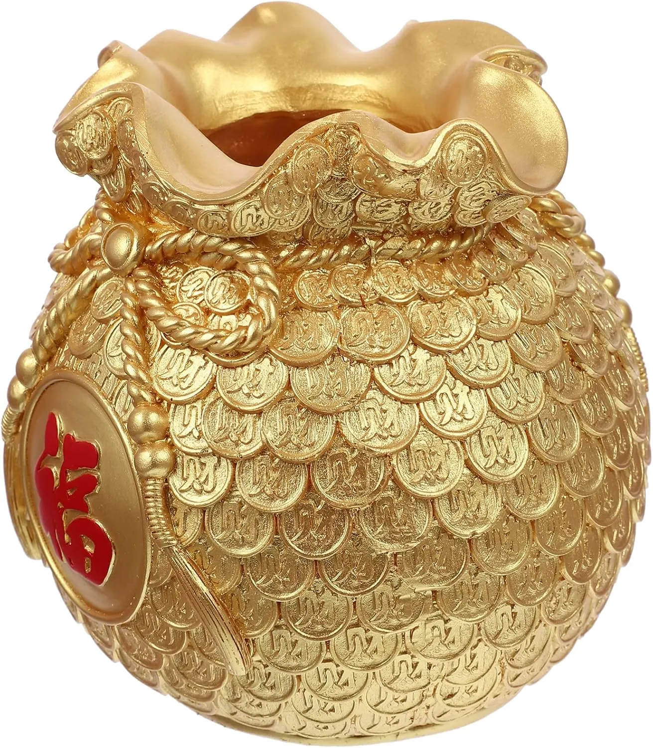 Lucky Bag Vase Money Bag Flower Vase Lucky Bag Piggy Bank Money Bag Flower Planter Pot Wheat Vase Ingot Yuan Bao Blessing Bag Flower Arrangement Vase Feng Shui Decor Red (Color : Golden)