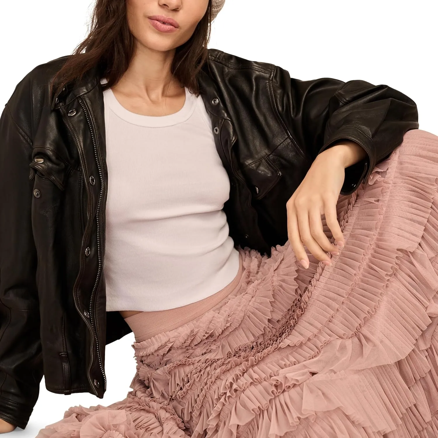 Lucky Brand Women's Tulle Ruffle Maxi Skirt