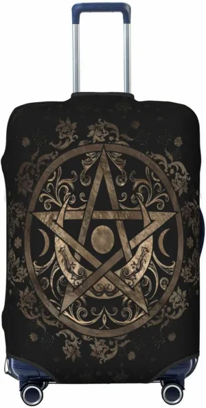 Luggage Cover For Travel Triple Moon Goddess Wiccan Occult Pentagram– Scratch-Resistant Ideal For Travel 20-28 Inch.