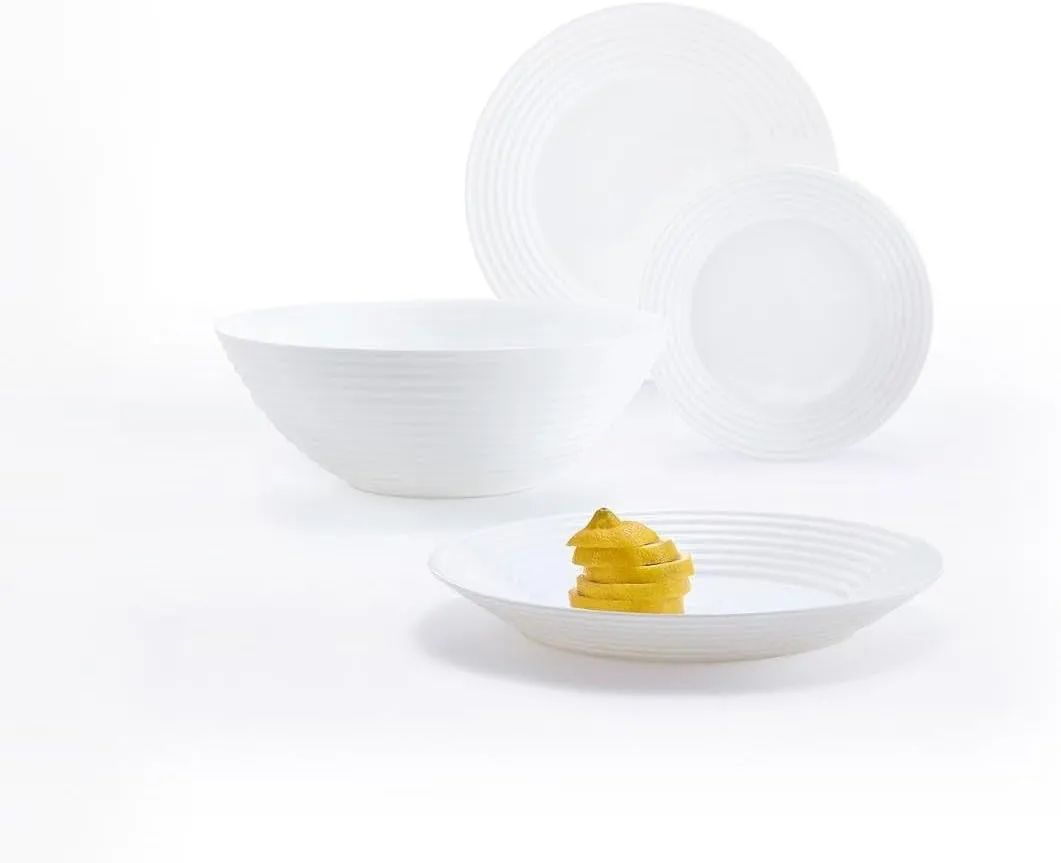 Luminarc Harena Dinnerware Plates and Dishes 19 PIEZAS White