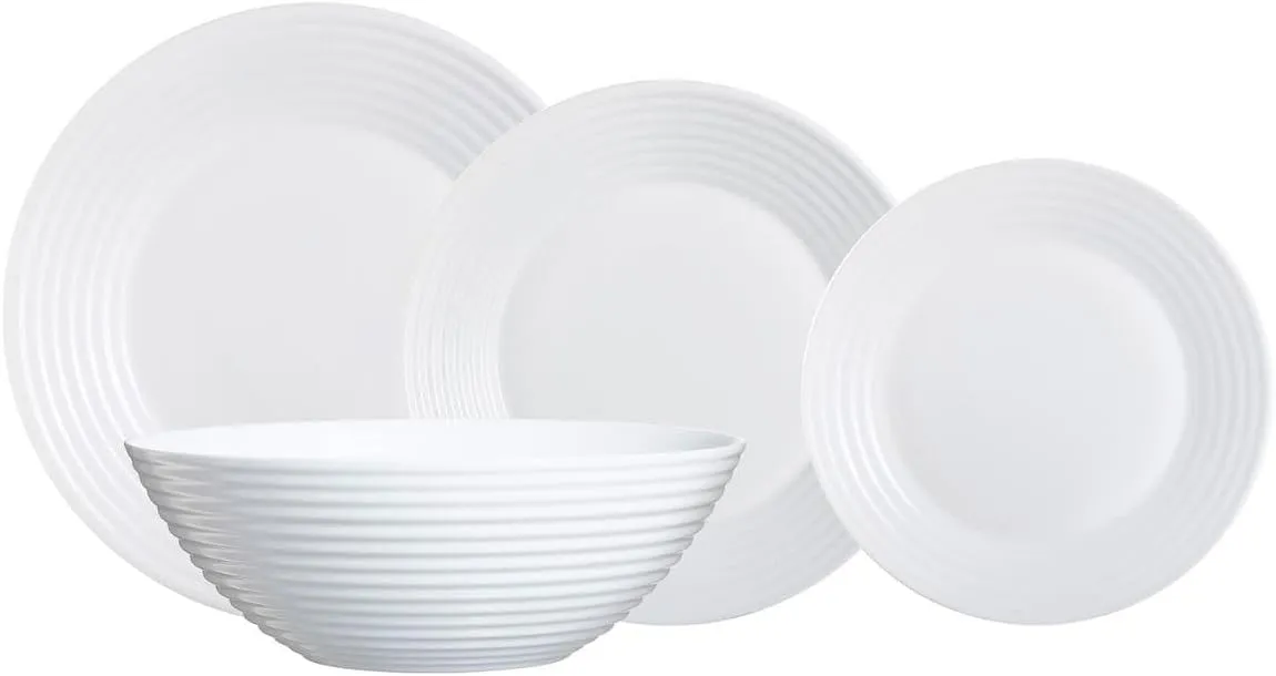 Luminarc Harena Dinnerware Plates and Dishes 19 PIEZAS White