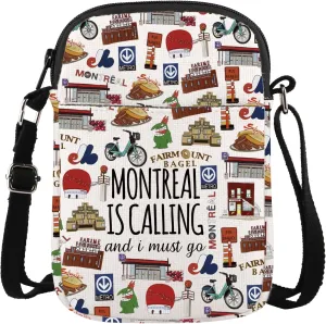 Lywjyb Birdgot Canada Montreal Travel Crossbody Bag Montreal Souvenir skyline Gift Welcome to Montreal Gift