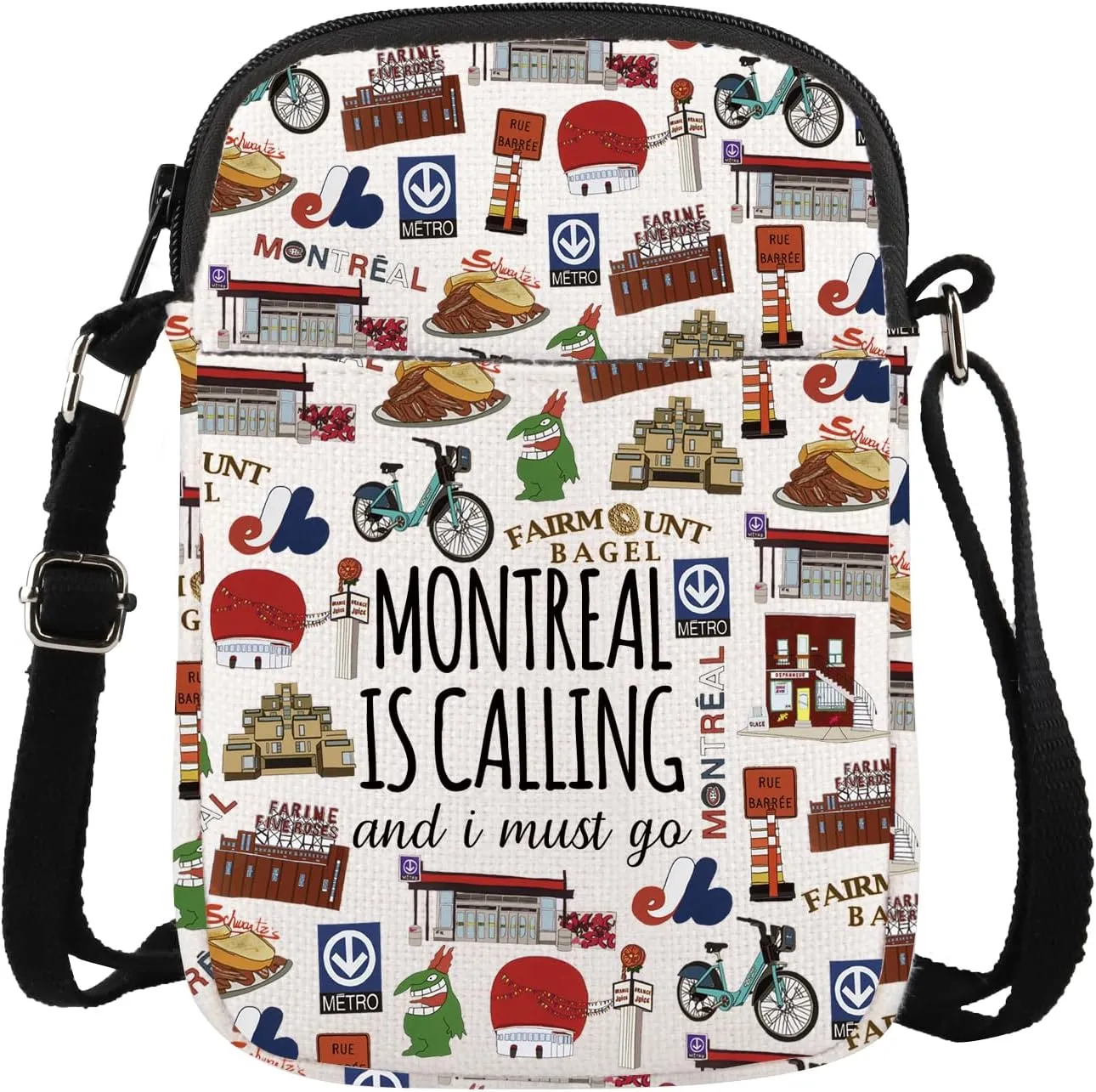 Lywjyb Birdgot Canada Montreal Travel Crossbody Bag Montreal Souvenir skyline Gift Welcome to Montreal Gift