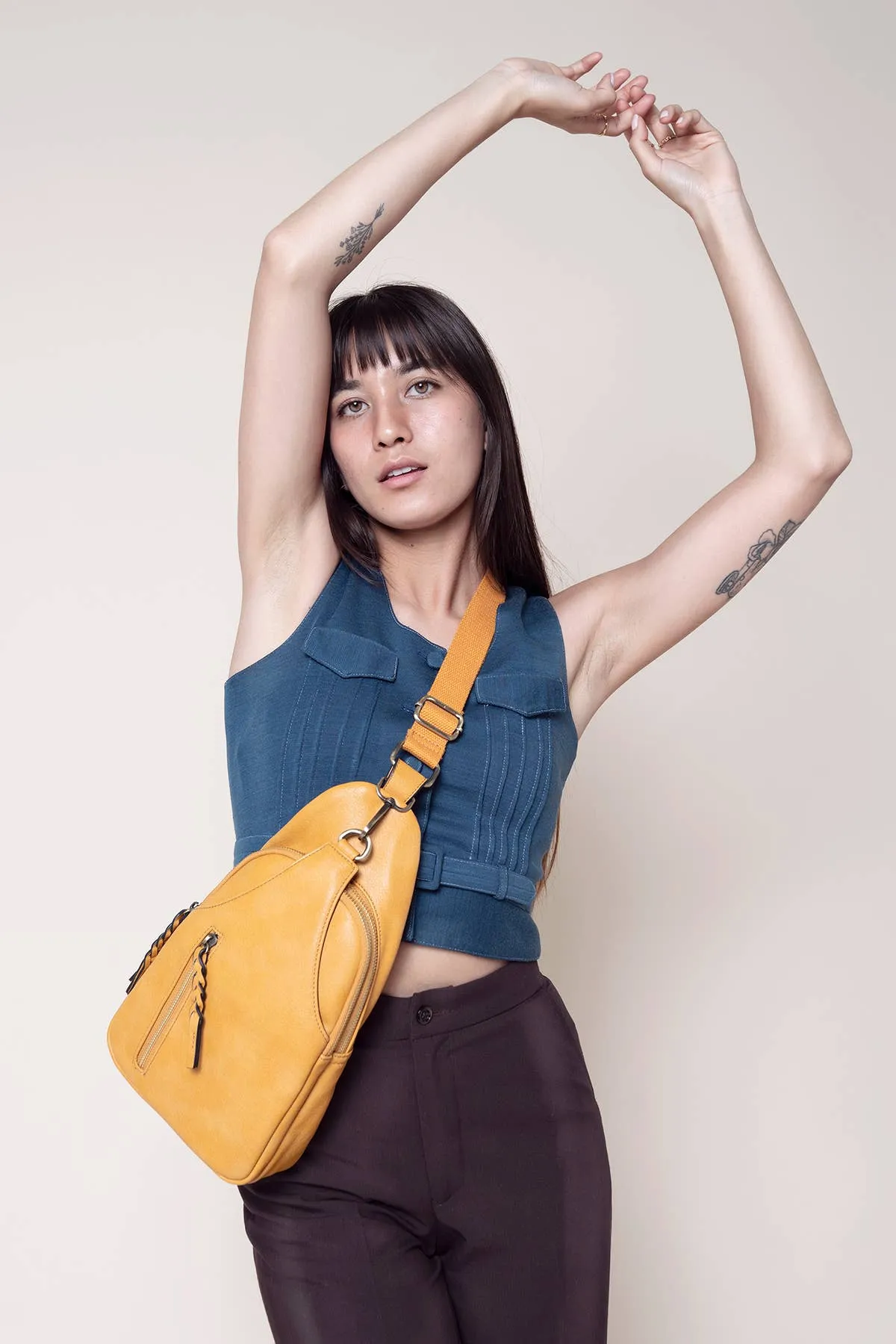 M2342 Nikki Dual Compartment Sling Pack Bag: Glacial Blue