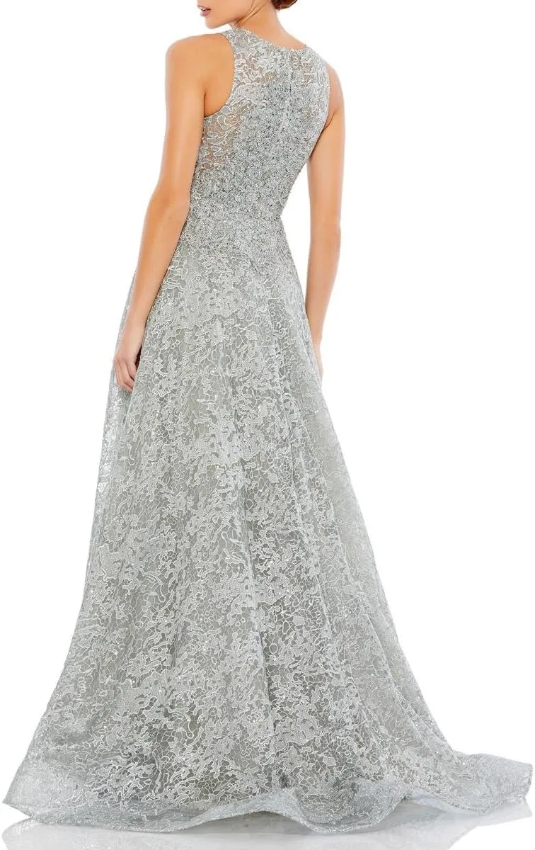 Mac Duggal Womens Embellished Embroidered Evening Dress