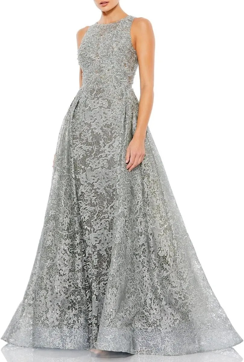 Mac Duggal Womens Embellished Embroidered Evening Dress