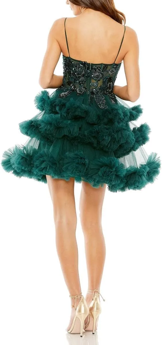 Mac Duggal Womens Embellished Tulle Cocktail and Party Dress