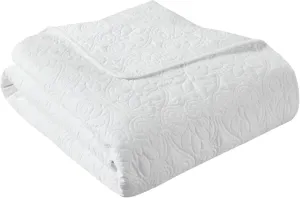 Madison Park Quebec Oversized Quilted Throw in White Finish MP50-2986, 60"x70"