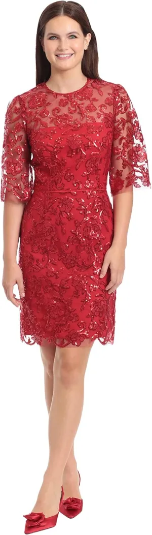 Maggy London Women's Occasion Holiday Embroidered Dress Embroidery Event Wedding Party Guest of