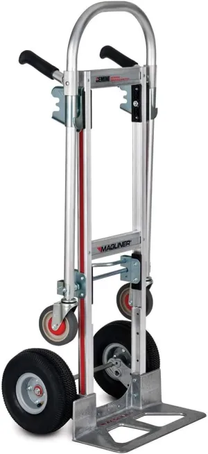 Magline GMK16UA4 Gemini Jr Convertible Hand Truck, Pneumatic Wheels, 500 lbs Load Capacity, 51" Height, 47-1/2" Length x 21" Width