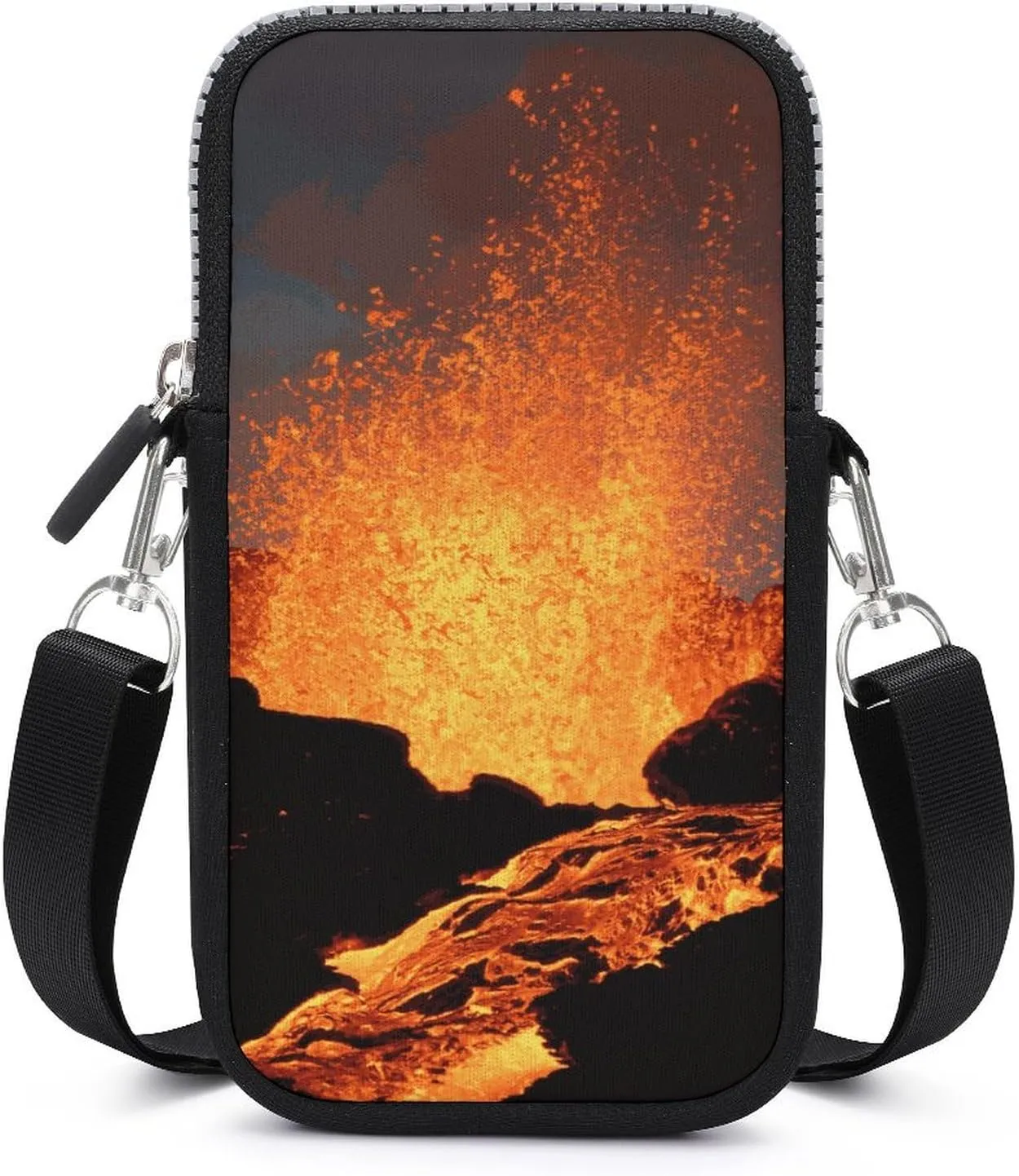 Magma Volcanoes Eruption Women Crossbody Phone Purse Adjustable Strap Cell Phone Shoulder Bag Small Belt Bag