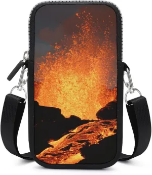Magma Volcanoes Eruption Women Crossbody Phone Purse Adjustable Strap Cell Phone Shoulder Bag Small Belt Bag