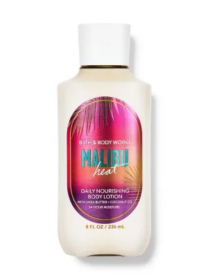 Malibu Heat Daily Noutishing body lotion 8 fl oz / 236 ml Bath and body Fragrance notes: juicy pineapple, California orange, coconut flower, creamy coconut milk and sunny musk