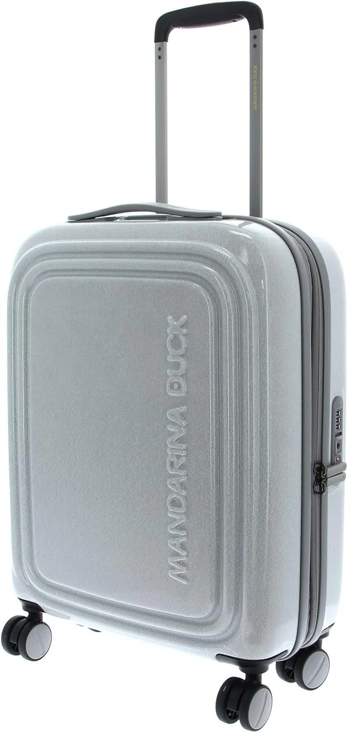 Mandarina Duck Unisex Logoduck   Glitter Trolley Cabin Exp P10gxv24 Luggage Suitcase, Glitter Silver, 40x55x20/23(LxHxW), Suitcase and wheeled suitcase