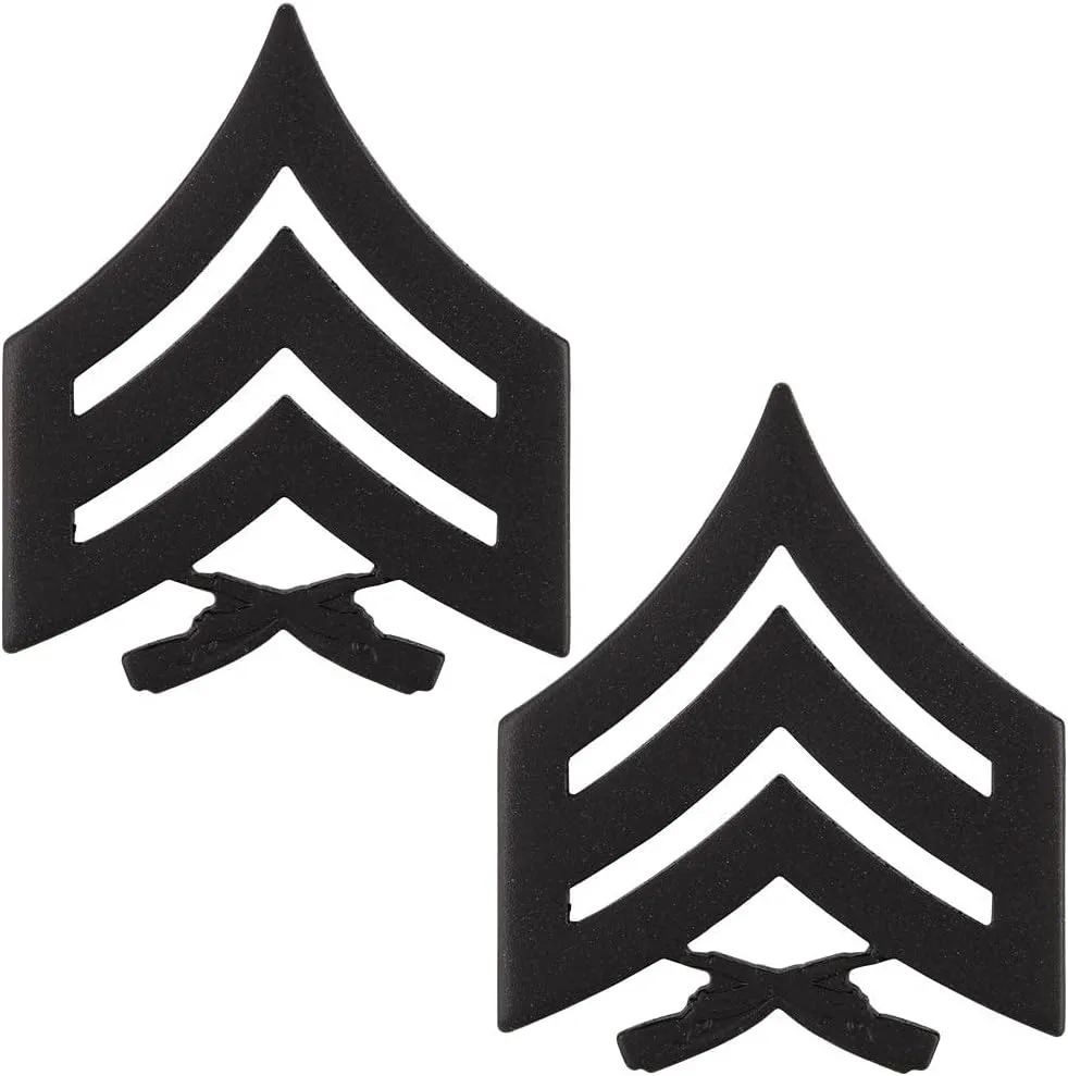 Marine Corps USMC chevron black Scratch Resistant SGT Sergeant E-5 Pair