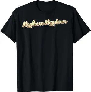 Marlboro Meadows TShirt Retro Art Baseball Font Vintage T-Shirt