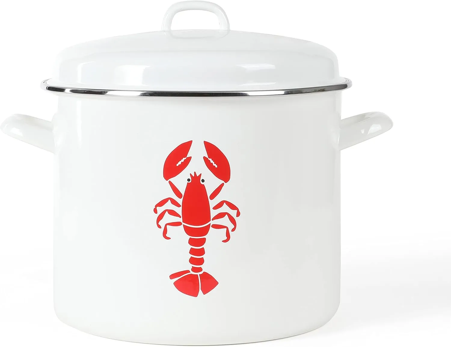 Martha Stewart 16-Quart Enamel On Steel Scratch Resistant Lobster Stock Pot - Linen