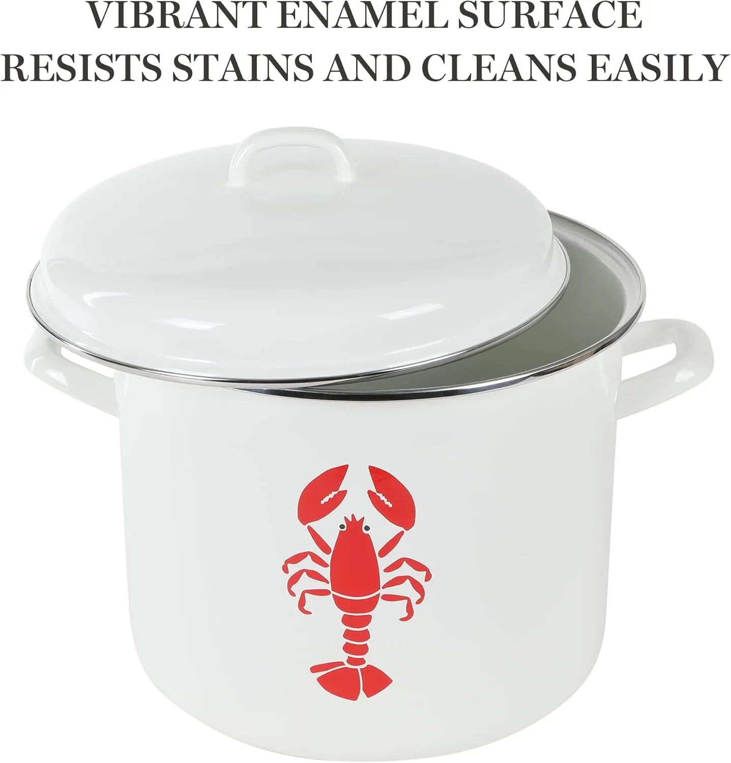 Martha Stewart 16-Quart Enamel On Steel Scratch Resistant Lobster Stock Pot - Linen