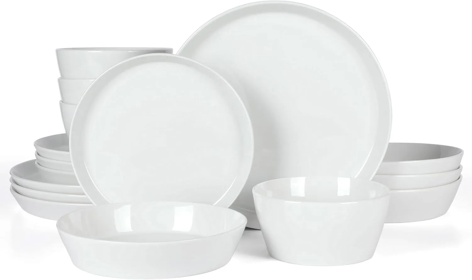 Martha Stewart Selma Chip & Scratch Resistant Dinnerware Set, Plates and Bowls Dishes Set, White