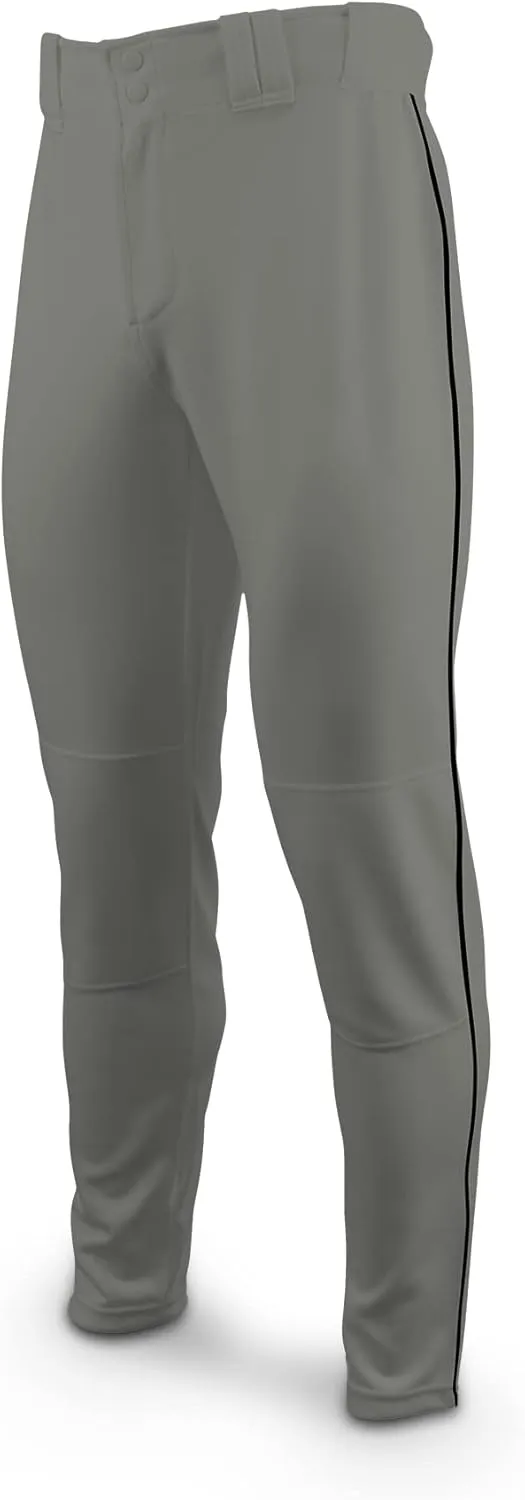 MARUCCI Adult EXCEL Double-Knit Piped Baseball Pant, Gray/Black, Adult Small
