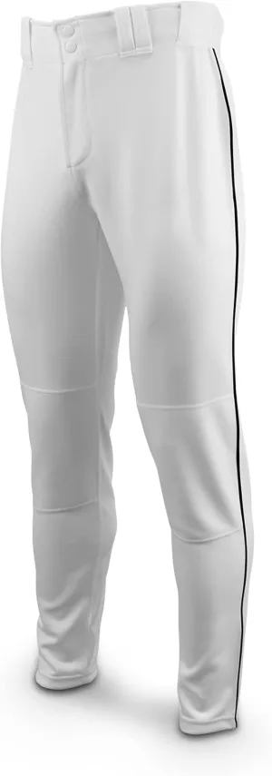 MARUCCI Youth EXCEL Double-Knit Piped Baseball Pant, White/Black, Youth X-Large