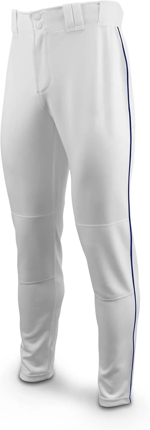 MARUCCI Youth EXCEL Double-Knit Piped Baseball Pant, White/Navy Blue, Youth Large
