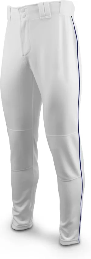 MARUCCI Youth EXCEL Double-Knit Piped Baseball Pant, White/Navy Blue, Youth Large