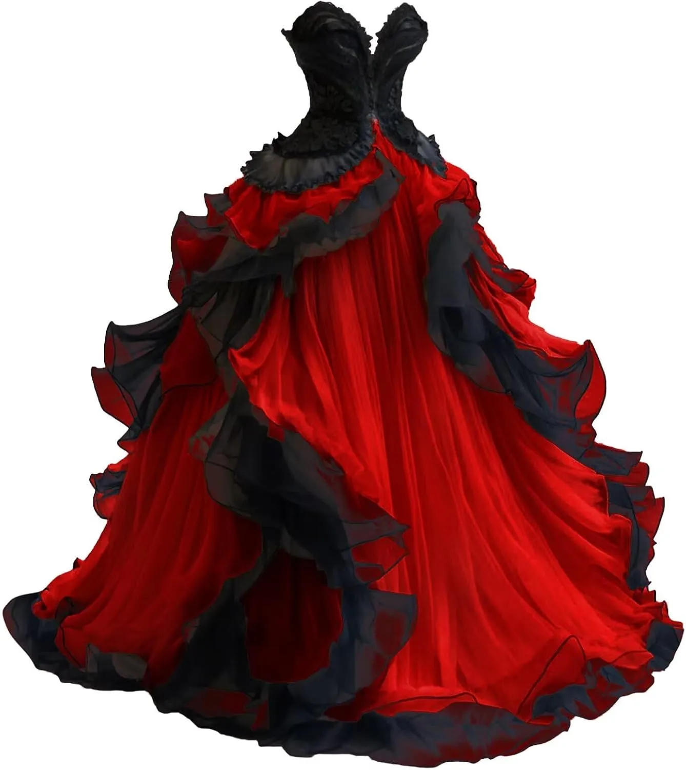 Mauuwy Gothic Wedding Dresses Sweetheart Tiered Wedding Gown for Bride Women Vintage Victorian's Bridal Gown