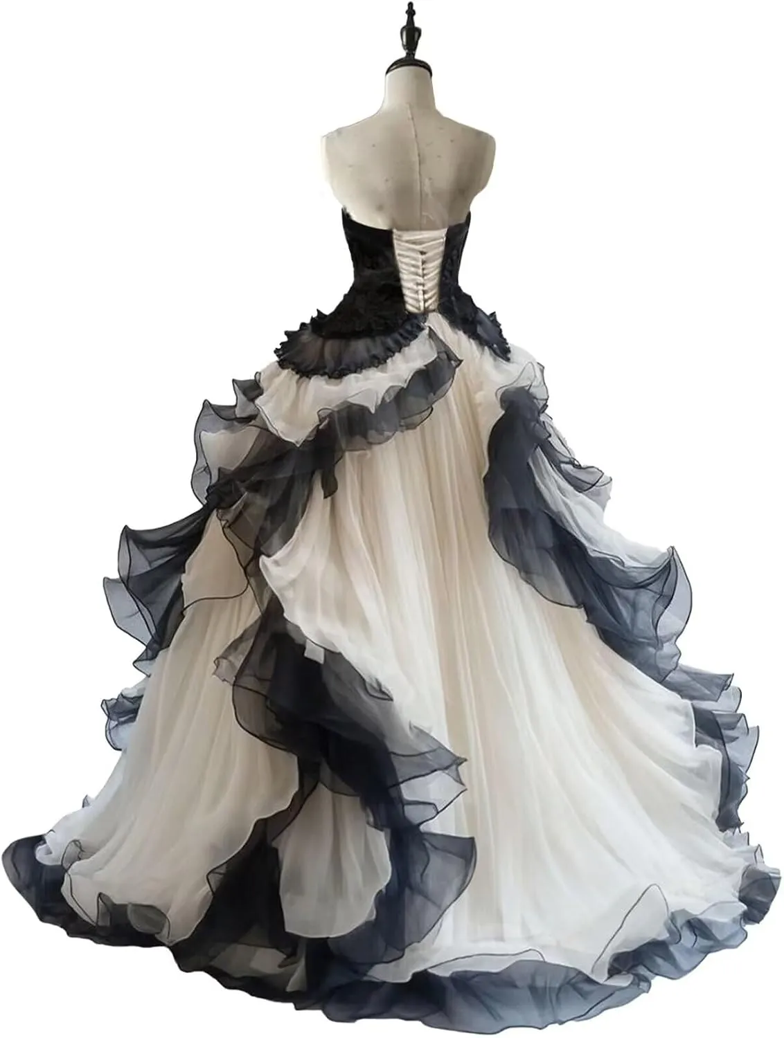 Mauuwy Gothic Wedding Dresses Sweetheart Tiered Wedding Gown for Bride Women Vintage Victorian's Bridal Gown