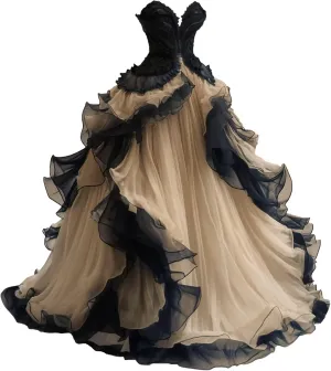 Mauuwy Gothic Wedding Dresses Sweetheart Tiered Wedding Gown for Bride Women Vintage Victorian's Bridal Gown