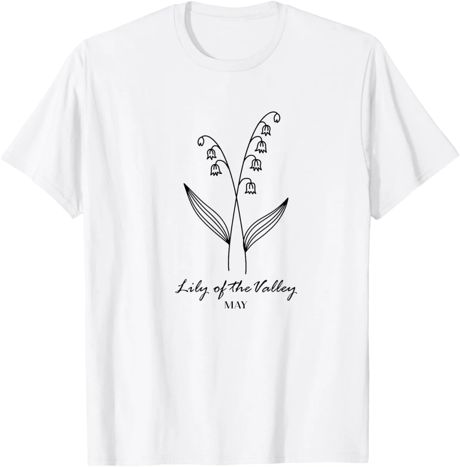 May Birthday Lily Of The Valley Flower Print T-Shirt