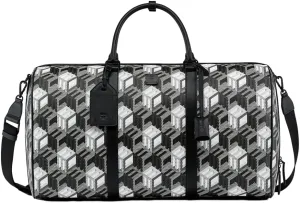 MCM Women's Black/White Cubic Monogram Canvas Weekender Duffel Bag