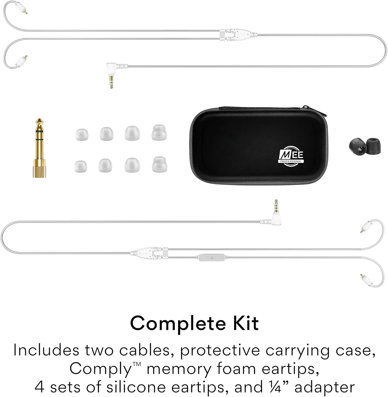 MEE audio Professional MX1 PRO Advanced Dynamic Driver Musician's in Ear Monitor Headphones with Balanced Sound, Noise Isolating Earbuds Earphones with Memory Wire, Detachable Cables, Transparent