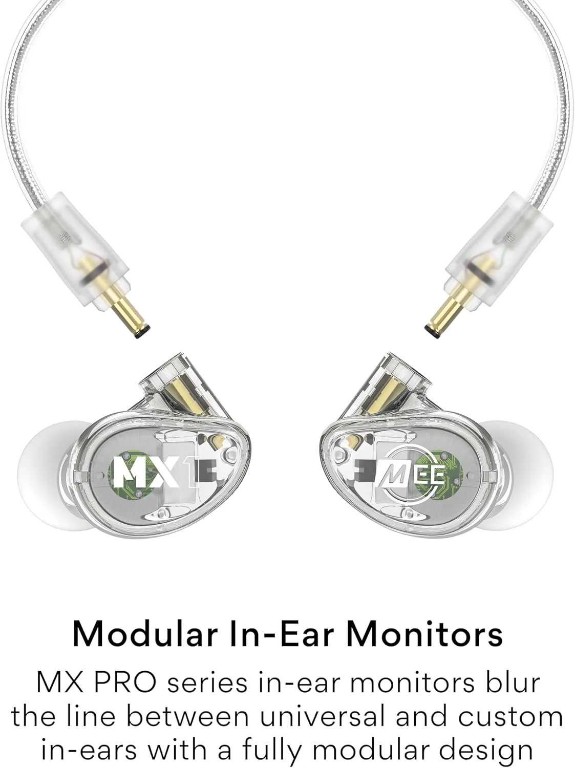 MEE audio Professional MX1 PRO Advanced Dynamic Driver Musician's in Ear Monitor Headphones with Balanced Sound, Noise Isolating Earbuds Earphones with Memory Wire, Detachable Cables, Transparent