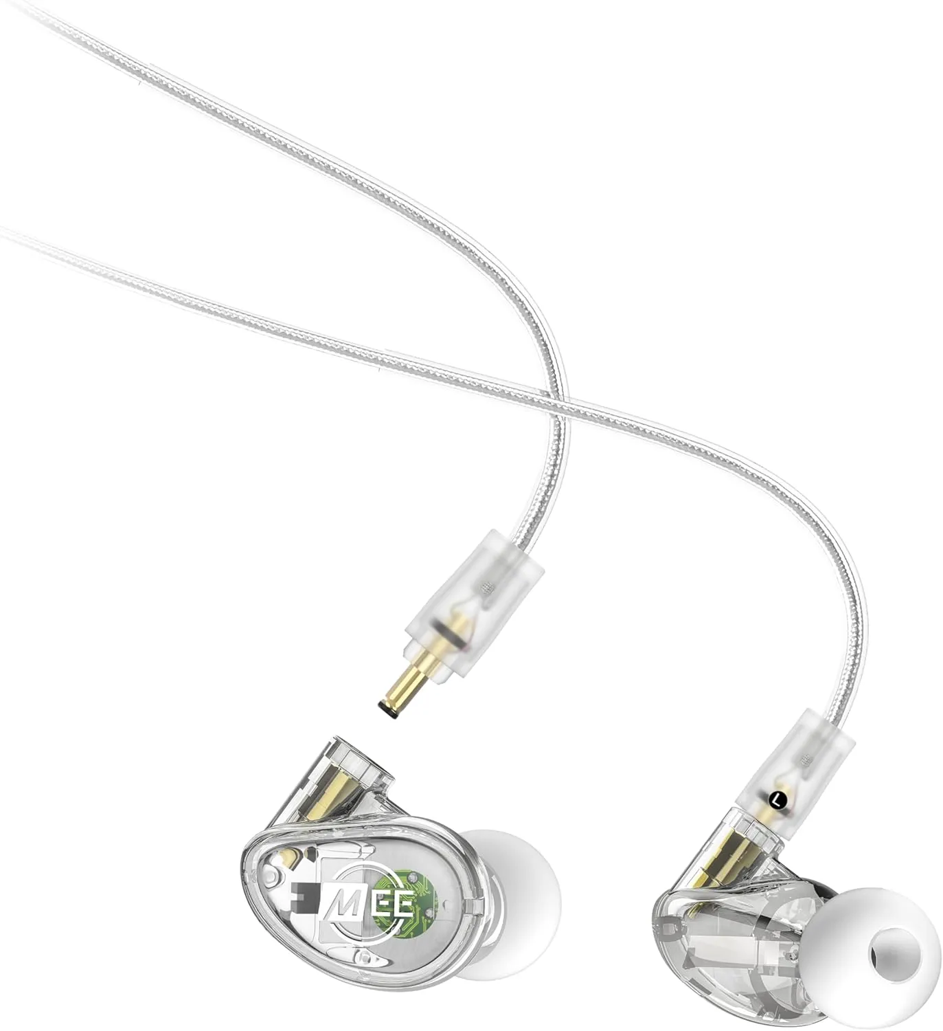 MEE audio Professional MX1 PRO Advanced Dynamic Driver Musician's in Ear Monitor Headphones with Balanced Sound, Noise Isolating Earbuds Earphones with Memory Wire, Detachable Cables, Transparent