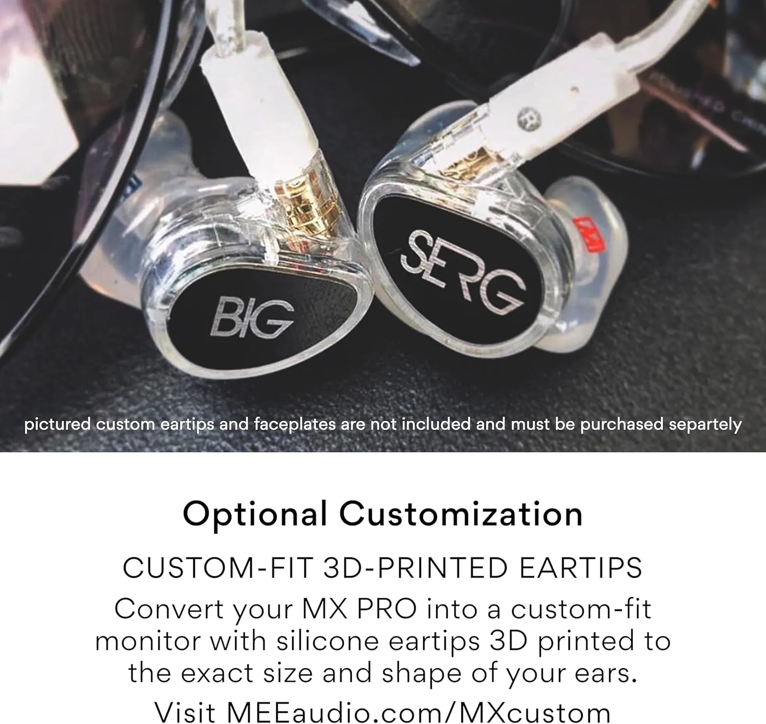 MEE audio Professional MX1 PRO Advanced Dynamic Driver Musician's in Ear Monitor Headphones with Balanced Sound, Noise Isolating Earbuds Earphones with Memory Wire, Detachable Cables, Transparent