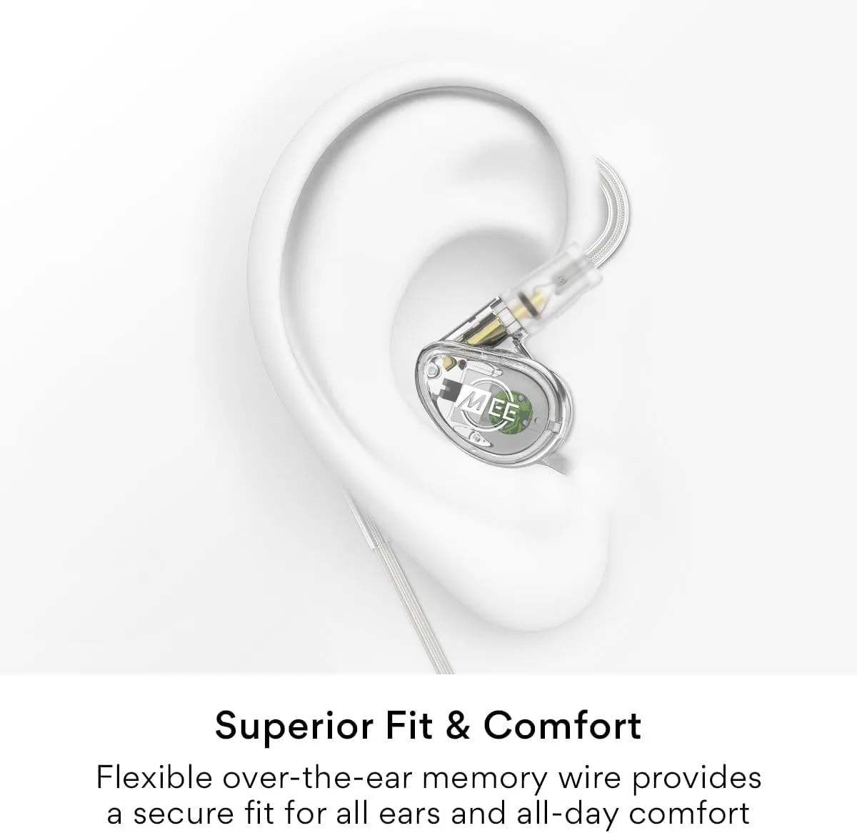 MEE audio Professional MX1 PRO Advanced Dynamic Driver Musician's in Ear Monitor Headphones with Balanced Sound, Noise Isolating Earbuds Earphones with Memory Wire, Detachable Cables, Transparent