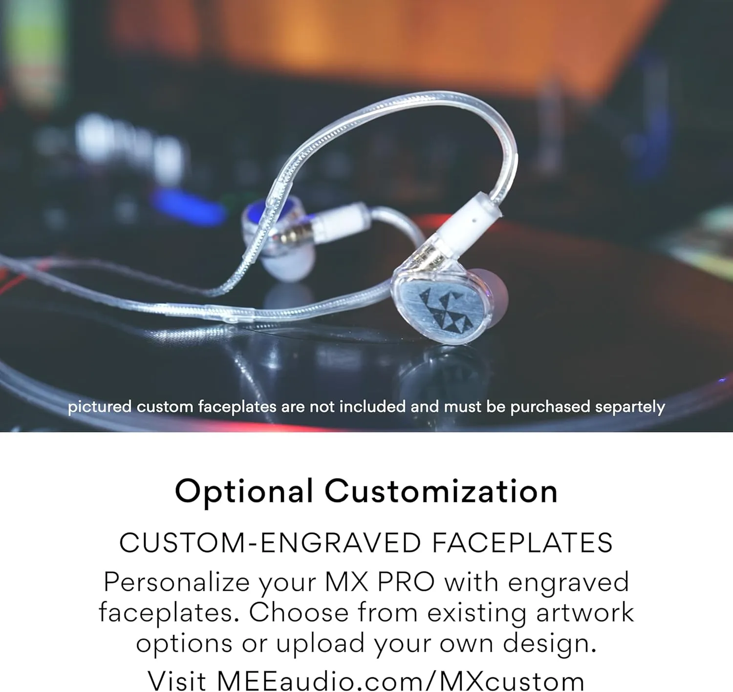 MEE audio Professional MX1 PRO Advanced Dynamic Driver Musician's in Ear Monitor Headphones with Balanced Sound, Noise Isolating Earbuds Earphones with Memory Wire, Detachable Cables, Transparent