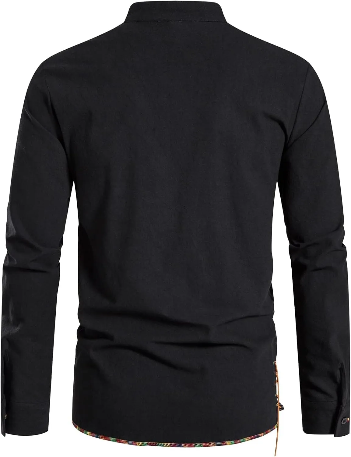 Men's Classic Shirts Lace Up Cotton Shirt Vintage Costume Long Sleeve Tops for Medieval Viking Hippie Halloween