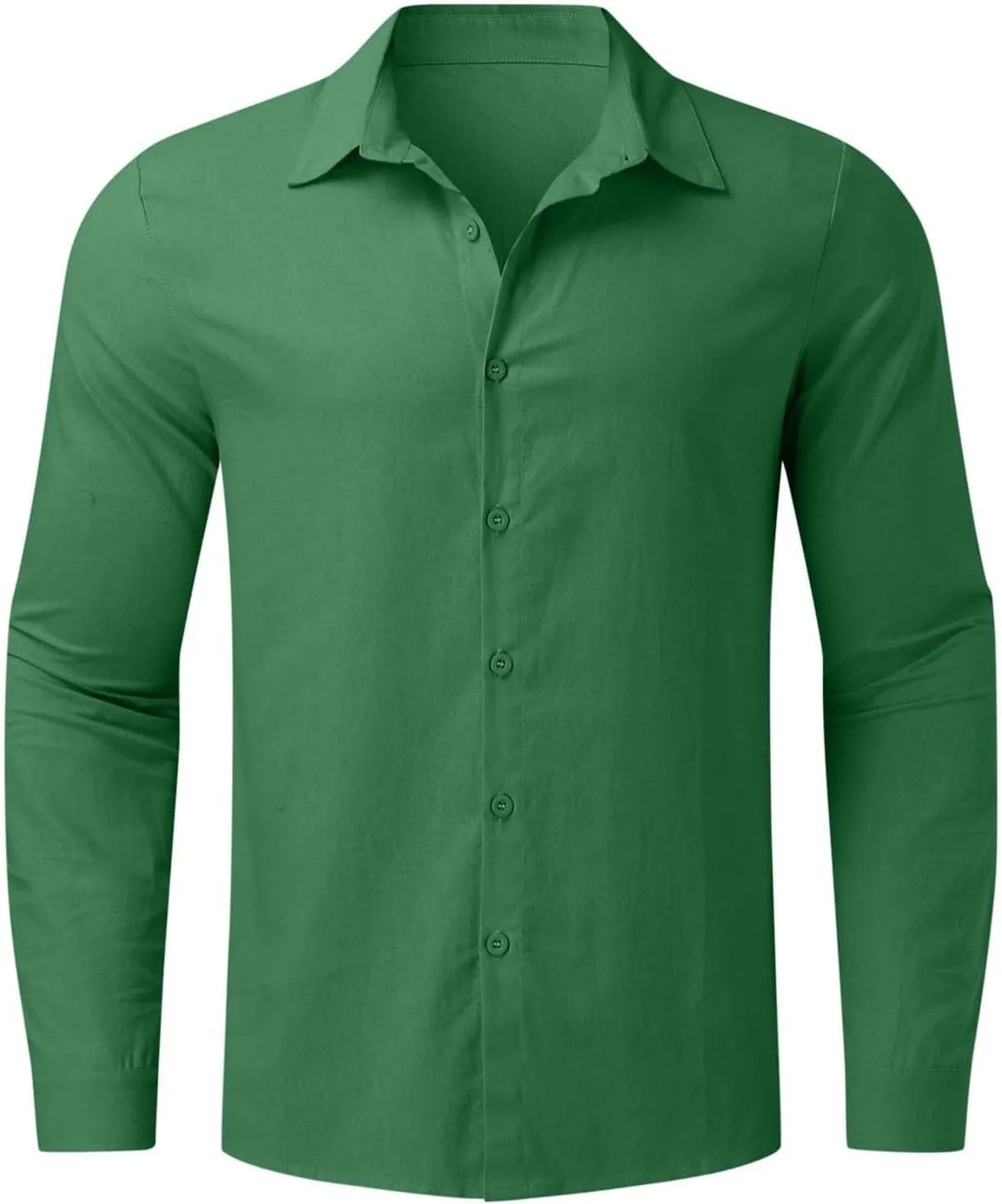 Mens Cotton Linen Long Sleeve Shirts Casual Lightweight Button Down T-shirts Summer Vacation Beach Tops Cuban Shirt