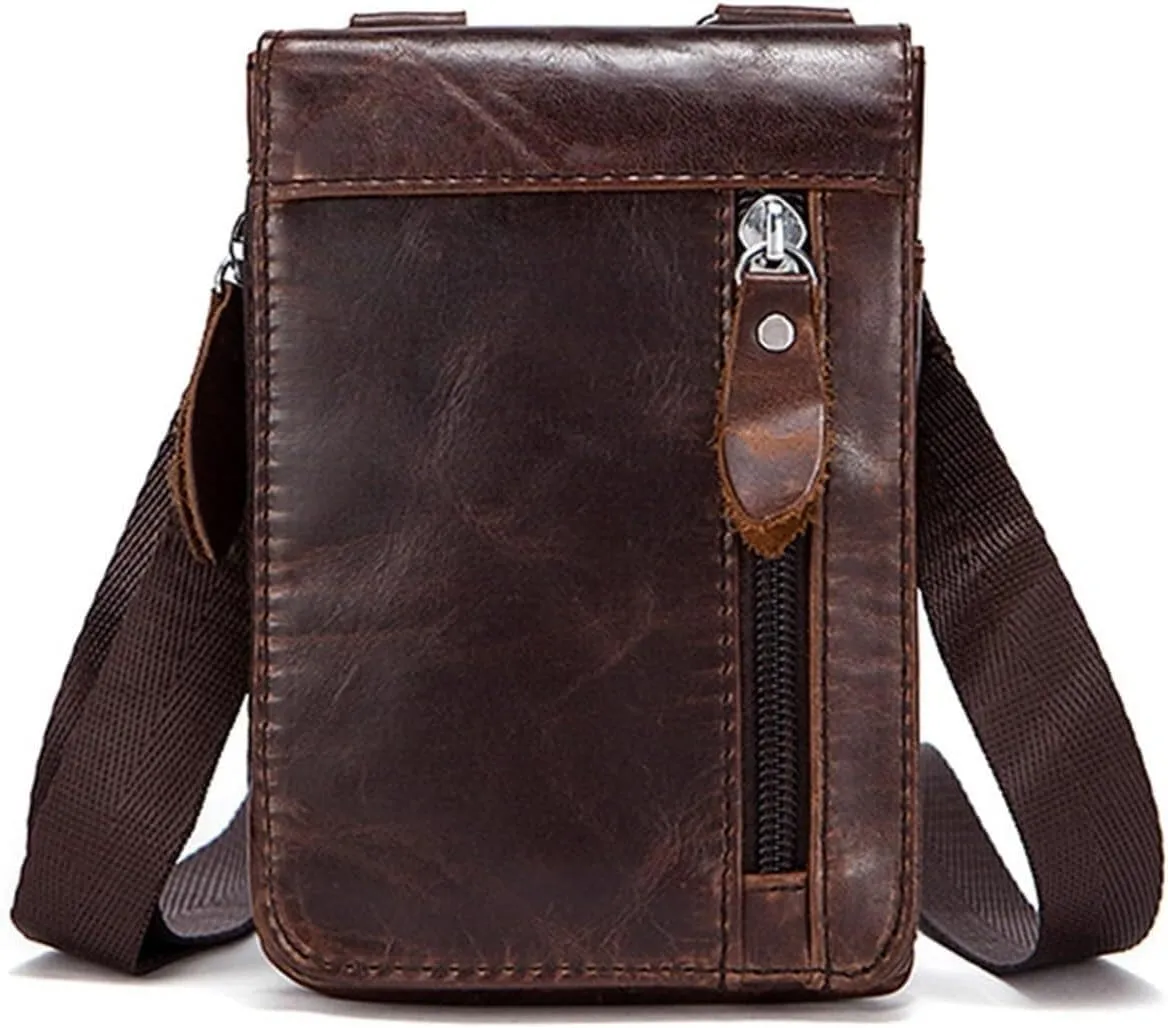 Men's Small Baotou Layer Retro Fanny Pack Shoulder Crossbody Bag A Piece(1)
