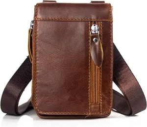 Men's Small Baotou Layer Retro Fanny Pack Shoulder Crossbody Bag A Piece(3)