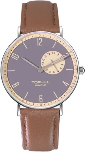 Men's Watch, Student Watch, Slim 8.25mm Dial, Leather Strap, Scratch Resistant Sapphire Crystal, Quartz Movement