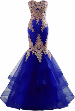 Mermaid Tulle Prom Dresses for Women 2025 Long Lace Appliques Sweetheart Formal Dress Wedding Evening Party Gowns