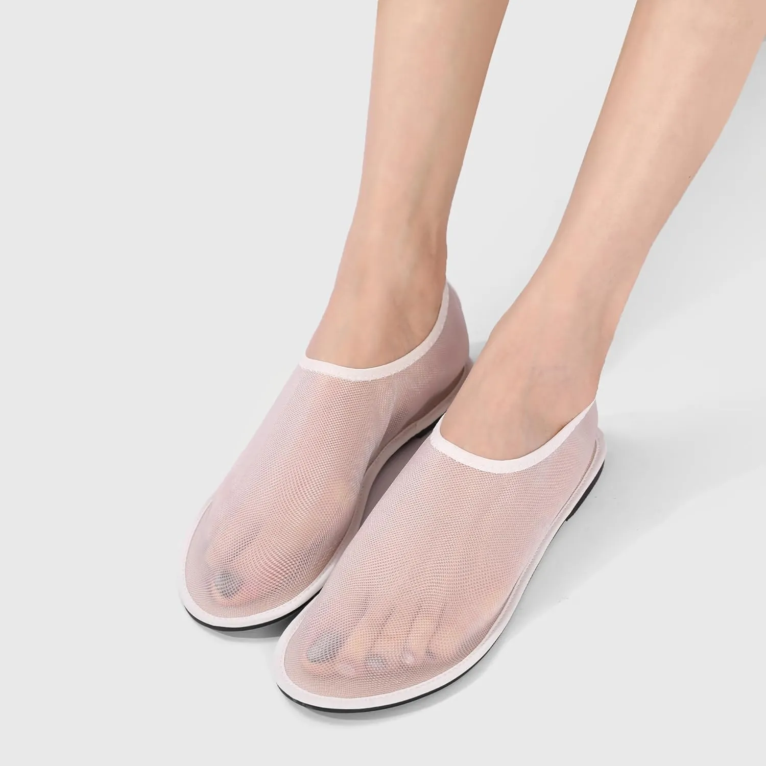 Mesh Sock Ballet Flats for Women Nylon Tulle Slip on Mary Jane Flats Sheer Comfortable Casual Dress Ballerina Shoes