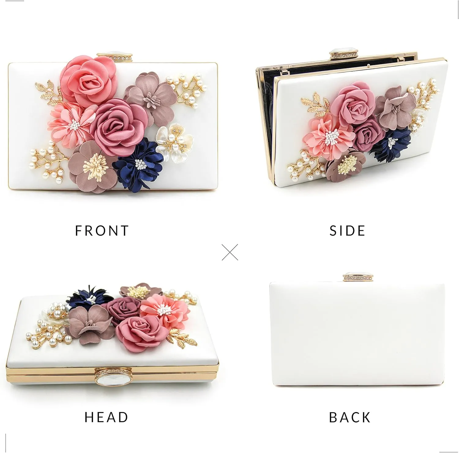 Milisente Evening Bag for Women, Flower Wedding Evening Clutch Purse Bride Floral Clutch Bag