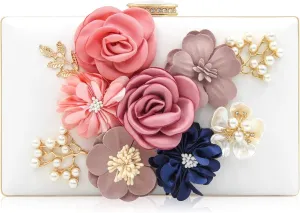 Milisente Evening Bag for Women, Flower Wedding Evening Clutch Purse Bride Floral Clutch Bag